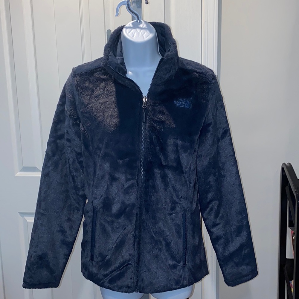 Women's North Face dark blue zippered reversible, coat,jacket, soft ,sz XS